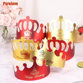 [Purelove] 10X sombreros de papel de feliz cumpleaños para niños, princesa, corona, decoración de fiesta (1)