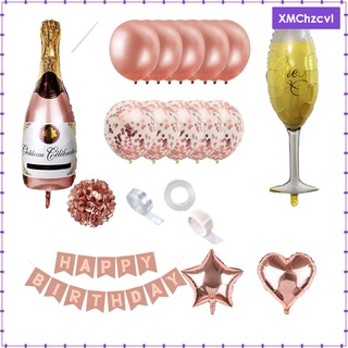 Giant Champagne Bottle Foil Balloons Star Balloons Latex Decoration Kit