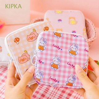 KIPKA Travel Cartoon Makeup Bag Portable Sundries Storage Sanitary Napkin Storage Bag Cute Tampon Pouch Cat Bear Card Holder Zipper Korean Coin Purse