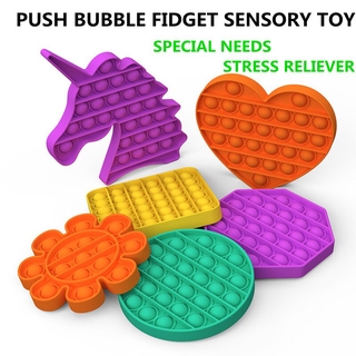 Push Pop it Fidget juguete unicornio cuadrado Foxmind coleccionables se burbuja sensorial Fidget juguete alivio del estrés silencioso aula