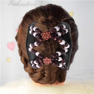 ❀ifashion1❀Magic Beads Double Hair Comb Clip Stretchy Hair Combs Elasticity Hairpin​