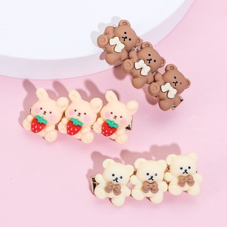 FOOT Women Girls Hair Clip Rabbit Side Bangs Barrettes Duckbill Clip Candy Color Fashion Styling Accessories Bear Hairpin (6)