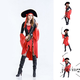 Mujer roja guerrera oficial Cosplays mujer Halloween pirata disfraz de carnaval fiesta