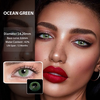 UYAAI lentes de contacto naturales lentes de contacto de Color para ojos 2 piezas (1 par) uso anual serie océano verde