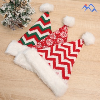 Sombrero de Navidad tejido de lana de felpa blanca decoración de mesa de Navidad gorro de invierno cálido