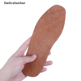 [delicatesher] 1 par de plantillas de cuero transpirables mujeres hombres ultra delgado desodorante zapatos plantilla almohadilla caliente