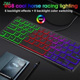 zwi teclado con cable usb 60% compacto 64 teclas pequeño portátil para juegos oficina silencio rgb teclado mecánico retroiluminado para pc gamers