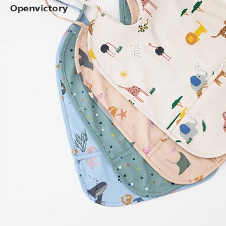 [Openvictory] Babero sin mangas para bebés con bolsillo para niños, accesorios de alimentación para bebé