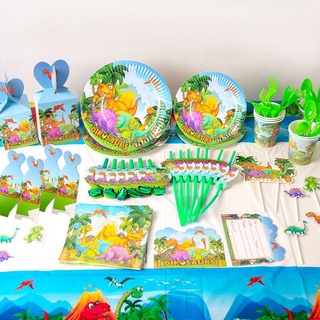 catroon volcán dinosaurio tema fiesta de cumpleaños suministros desechables vajilla favor niños fiesta decoración