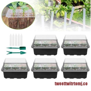 tweet juego de 5 bandejas de inicio de semillas con tapa, jardín, plantas, propagador, juego de herramientas