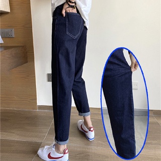 Harlan jeans mujer suelto tubo recto cintura alta grande grasa mm delgado 2021 nueva primavera y otoño cintura elástica papi pantalones
