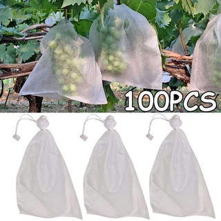 mcbeath 100pcs bolsas de protección de uva agrícola jardín suministros bolsa de malla control de plagas crecer mosquitos estilo cordón para frutas verduras bolsa proteger bolsa