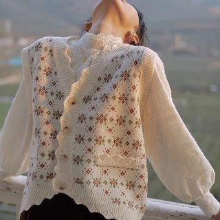 Super Caliente Chaleco Francés Retro Cuello En v Apilamiento Desgaste Suéter Chaqueta De Las Mujeres Suelto Exterior Primavera Punto
