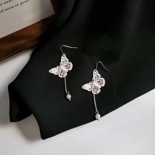 ❡Pendientes de mariposa de hadas de temperamento coreano net red ins wind pequeños pendientes huecos frescos pendientes largos de perlas femeninas 546