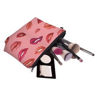 ifashion1 labio ojos impresión embrague cosmético artículos de tocador bolsa de almacenamiento de las mujeres bolsas de maquillaje