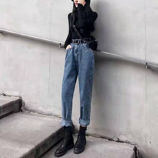 Todo-partido de cintura alta de las mujeres papá Xuan Ya adelgazar rábano Retro harén recto Jeans sueltos nuevos pantalones de pierna ancha (1)