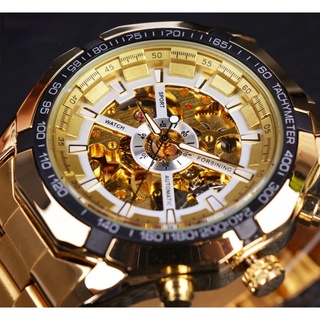 forsining clásico transparente completo dorado hombres relojes top marca de lujo hombres deporte reloj automático esqueleto reloj reloj de pulsera