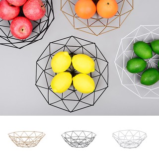 cesta geométrica de alambre de frutas vegetales, cuenco de metal, almacenamiento de cocina