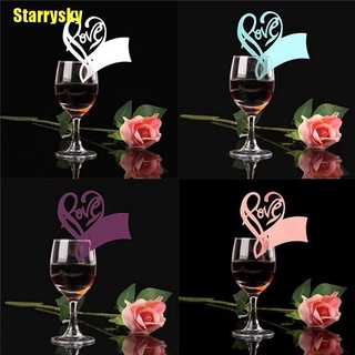 {[Starrysky]} 50 pzs tarjetas de amor corazón nombre lugar para boda fiesta mesa copa de vino decoración