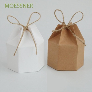 MOESSNER Lantern Gift Boxes With Rope Party Supplies Candy Box Hexagon Cardboard Kraft Paper 10/30/50pcs Package Home Wedding Favor