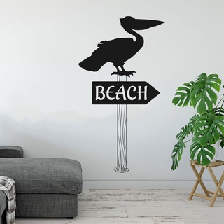 Tropical Pelican en la playa signo del mar poste de la pared pegatina de vinilo decoración del hogar arte diseño de la habitación decoración Interior pegatinas papel pintado 4582