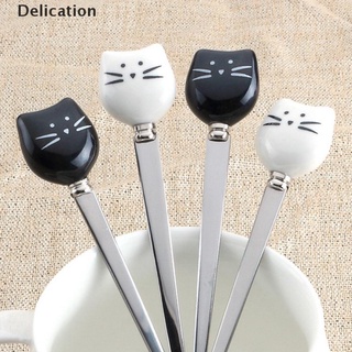 [Delicación] acero inoxidable de dibujos animados gato té café sopa cuchara pastel fruta tenedor vajilla buena mercancía (1)