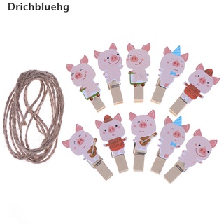(drichbluehg) 10 piezas clip de madera de cerdo clip de madera de boda lindo clip de pared de fotos en venta