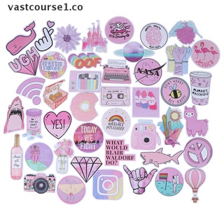 VAST 53Pcs Kawaii pink fun stickers luggage scrapbook suitcase laptop car stickers . (4)