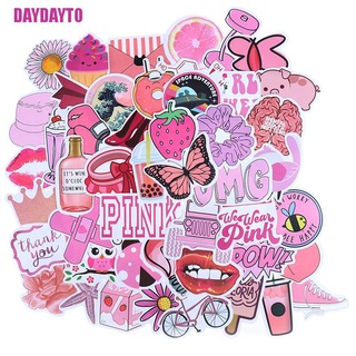 [DAYDAYTO] 50 pegatinas de dibujos animados para niñas rosadas, maleta de bricolaje, portátil, guitarra, bicicleta, coche
