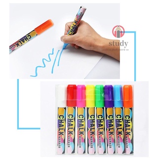 marcador de tiza líquida de 8 colores, rotulador de borrar en seco, marcador de tiza, 6 mm, punta reversible para pizarra negra, cristal (9)