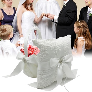 (Cosh) Cesta De Flores+anillo De boda/cojín De lazo De encaje De Cristal decoración Para fiesta De boda romántica (9)