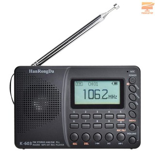 lapt HRD-603 Radio portátil AM/FM/SW/BT/TF Radio de bolsillo USB MP3 grabadora Digital soporte TF tarjeta Bluetooth