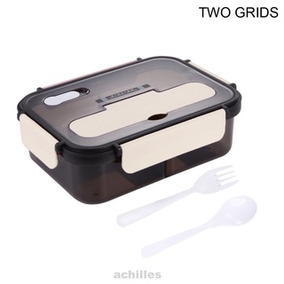 Al aire libre a prueba de fugas de plástico hogar desmontable microondas almacenamiento de alimentos con cuchara tenedor caja de almuerzo (5)