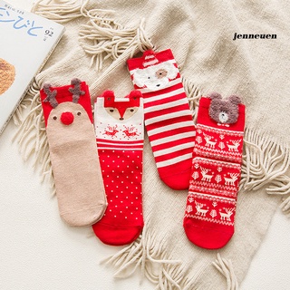 3D navidad reno perro Animal bebé niños niña caliente tubo medio calcetines de tripulación \WZ/ (4)