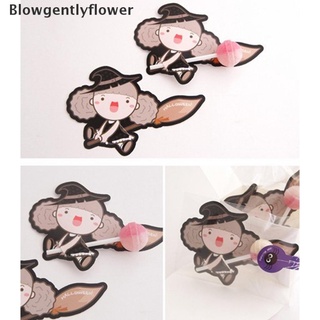 blowgentlyflower 50 unids/lote lindo fantasma calabaza estilo diy halloween caramelo papel tarjetas piruleta bgf