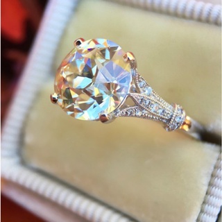 Lindo Anillo De Piedra De Cristal Grande Con Diamantes Para Mujer/Niñas/Anillos De Compromiso De Plata 925