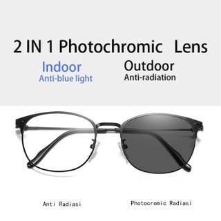 Anti deslumbrante fotocromático 2 en 1 gafas fotocromáticas gafas fotocromáticas anti radiación lentes para mujeres hombres gafas de ordenador