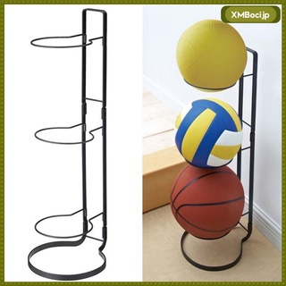 soporte de metal negro para baloncesto, voleibol, voleibol, soporte de almacenamiento