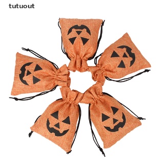 tutuout 5pcs 9*12cm halloween cordón arpillera bolsas de yute calabaza caramelo bolsas de almacenamiento co (3)