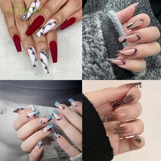 LONGIA 24pcs/Box French Ballerina Wearable Artificial Nail Tips Coffin False Nails Detachable Manicure Tool Press On Nails Full Cover Fake Nails