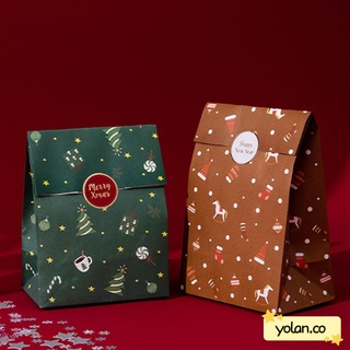 yolan 6pcs casa navidad bolsa de regalo de navidad decoraciones tienda botín caramelo paquete niños favores alce craft santa claus presente caso con pegatinas bolsas de galletas
