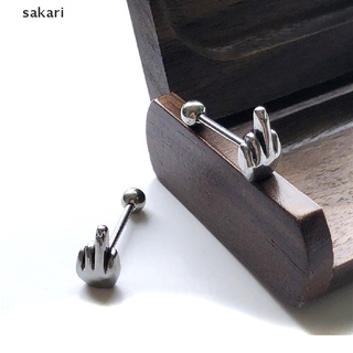 [sakari] 1 pza anillos de piercing de lengua para gesto de dedo medio joyería corporal punk [sakari]