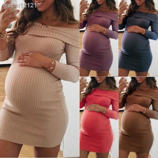 vestido de maternidad para mujer/mujer embarazada/manga larga/hombros descubiertos/reborn/ (1)