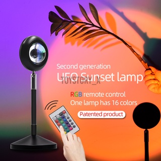en venta segunda generación ufo sunset luces rgb control remoto led rgb cambio de color esquina lámpara de pie con remoto multicolor 360 rotación lámparas de puesta de sol para transmisión en vivo