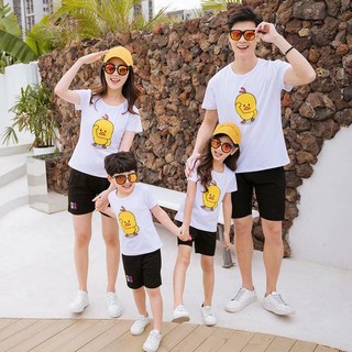 Más el tamaño de algodón amarillo pato familia coincidencia madre familia ropa padre camiseta Tops blanco camiseta
