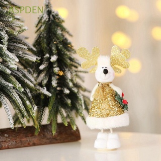 aspden 1pcs adornos de navidad santa claus diy artesanía muñeca de pie pequeño lindo creativo para escritorio top feliz navidad dorado decoración del hogar