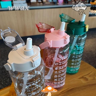 Wwax botella De agua De Plástico De gran capacidad Portátil De 2000ml Para estudiantes a la Moda De verano (1)