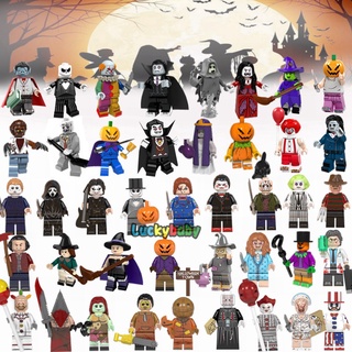 Minifiguras De Halloween Serie De Películas De Terror Vampiro Cráneo Jack Motosierra Asesino Lego Bloques De Construcción Juguetes De Vacaciones Regalos
