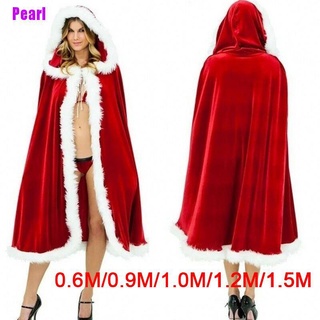 {[Pearl]} Mujer navidad Santa Claus capa disfraz de capa roja invierno con capucha reloj de Halloween