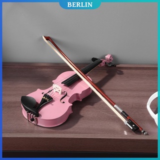 (berlin1) 1/8 férula brillante acústica violín violín con estuche de colofonia arco silenciador kits (7)